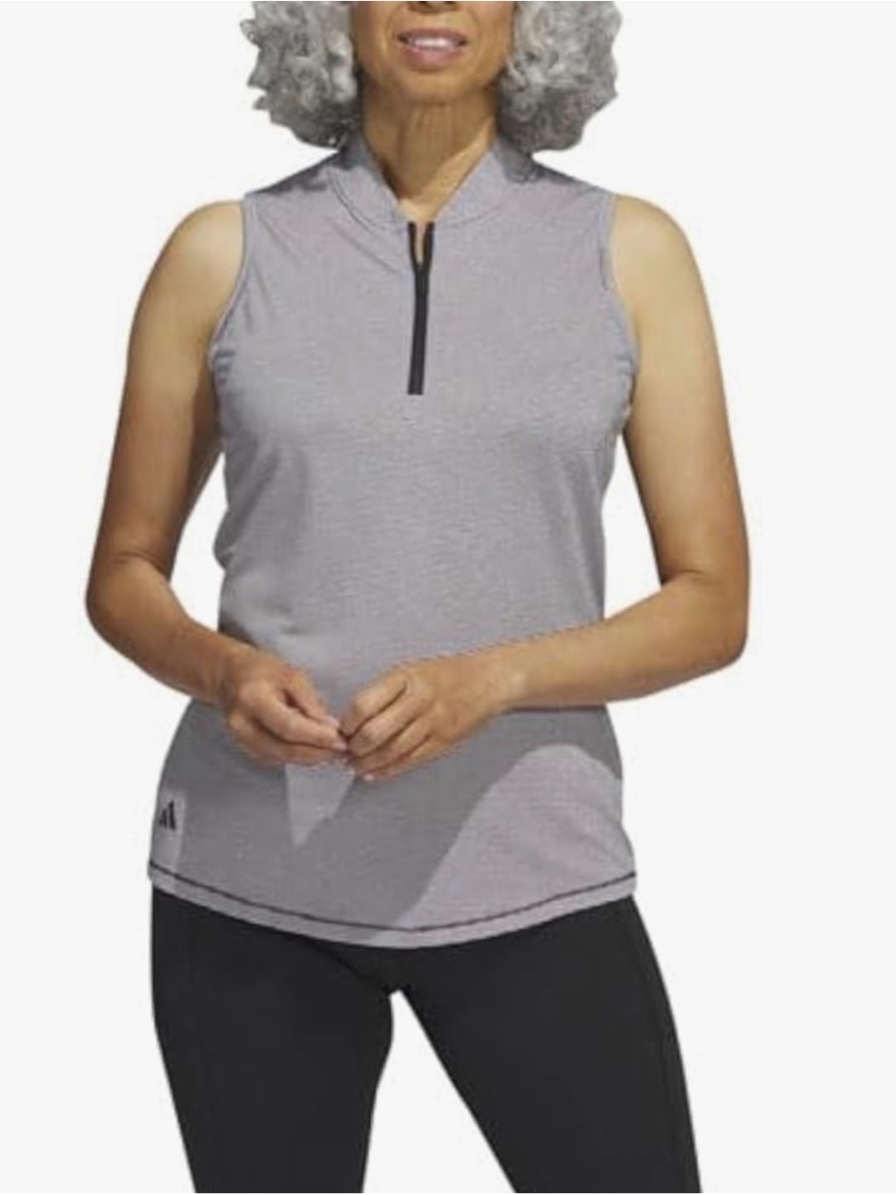Adidas Ottoman Women’s Golf Sleeveless Polo Half Zip Top Black White Size Medium